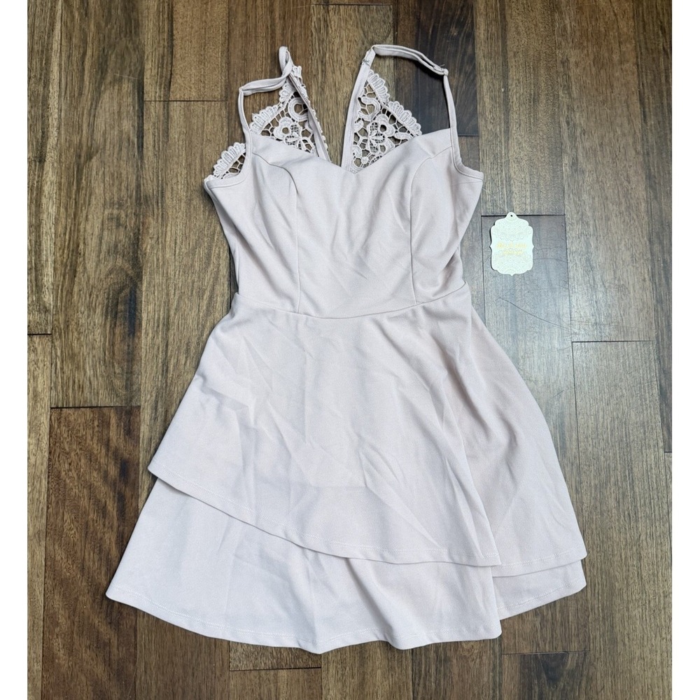 Altar'd State Women Small Ruffled Dusty Light Pink Mini Dress Feminine Medium